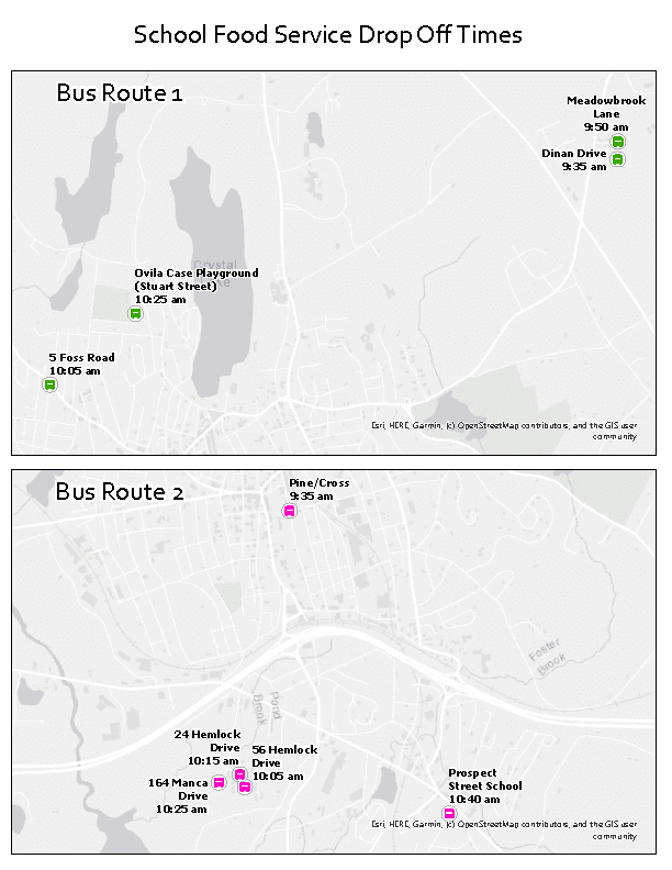 Food Service Bus Stops Map